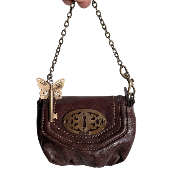 Anna Sui Handbags - Anna Sui Keyhole Mini Bag Butterfly Key Charm Chain Strap Ornate Plate Nano